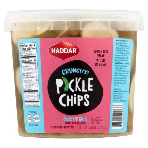 Haddar Sweet Horseradish Crunchy! Pickle Chips, 24 fl oz