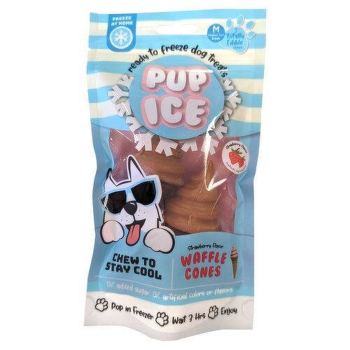 Pup Ice Strawberry Flavor Waffle Cones Ready to Freeze Dog Treats, 2 count, 3.8 oz