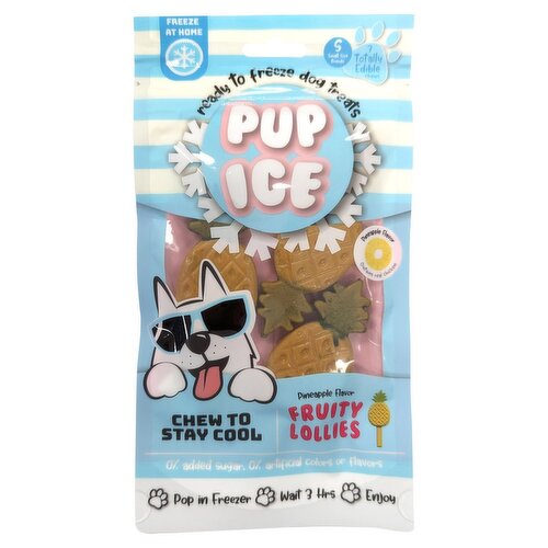 Pup Ice Pineapple Flavor Fruity Lollies Ready to Freeze Dog Treats, 3 count, 3.0 oz