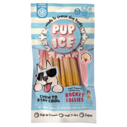 Pup Ice Rocket Lollies Yogurt, Strawberry & Banana Flavor Ready to Freeze Dog Treats, 2 count, 3 oz