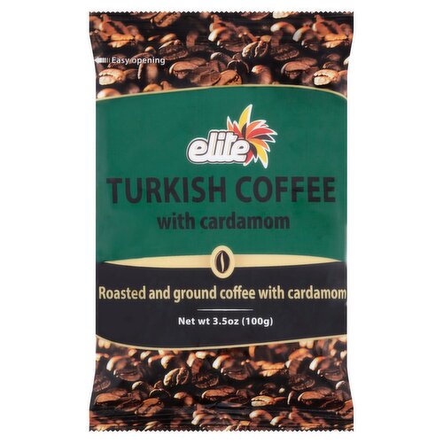 Elite Turkish Roasted and Ground Coffee with Cardamom, 3.5 oz