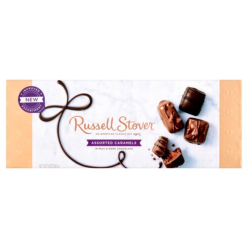 Russell Stover Assorted Caramels in Milk & Dark Chocolate, 14 count, 9 oz