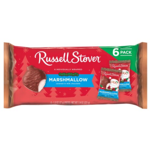 Russell Stover Ornament Marshmallow Covered in Milk Chocolate, 1.3 oz, 6 count