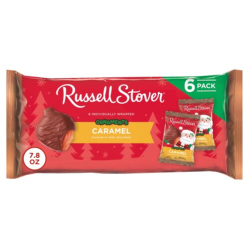 Russell Stover Ornaments Caramel Covered in Milk Chocolate, 1.3 oz, 6 count