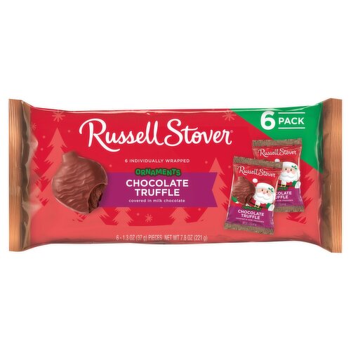 Russell Stover Ornaments Chocolate Truffle Covered in Milk Chocolate, 1.3 oz, 6 count