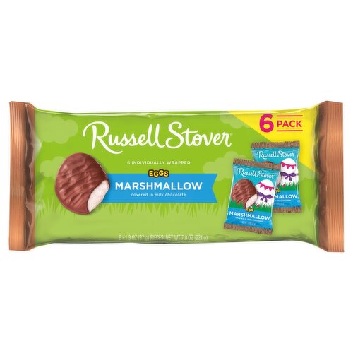 Russell Stover Marshmallow Eggs Covered in Milk Chocolate, 1.3 oz, 6 count