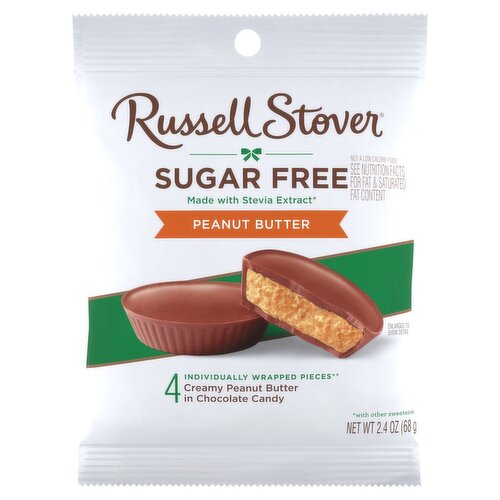 Russell Stover Sugar Free Creamy Peanut Butter in Chocolate Candy, 4 count, 2.4 oz