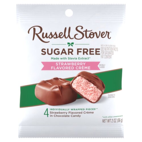 Russell Stover Sugar Free Strawberry Flavored Crème in Chocolate Candy, 4 count, 2 oz