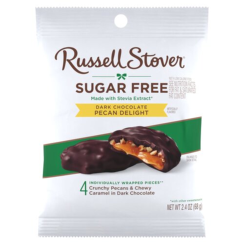 Russell Stover Sugar Free Dark Chocolate and Pecan Delight, 4 count, 2.4 oz
