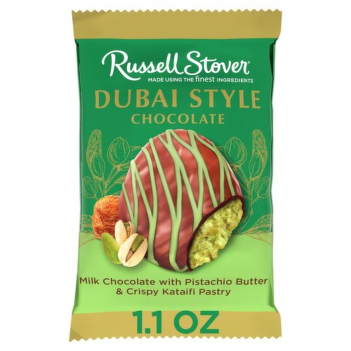 RUSSELL STOVER Dubai Style Pistachio & Kataifi in Milk Chocolate Candy Bar, 1.1 oz.