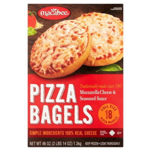 Macabee Mozzarella Cheese & Seasoned Sauce Pizza Bagels,18 count, 46 oz