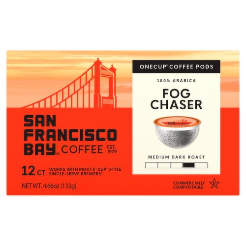 San Francisco Bay Onecup Medium Dark Roast Fog Chaser 100% Arabica Coffee Pods, 4.66 oz, 12 count