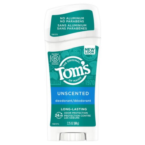 Tom's of Maine Long-Lasting Aluminum-Free Natural Deodorant for Women, Unscented, 2.25 oz.