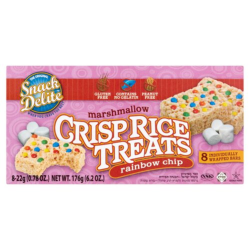 Snack Delite Rainbow Chip Marshmallow Crisp Rice Treats Bars, 0.78 oz, 8 count