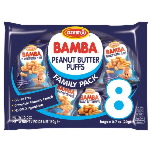 Osem Bamba Peanut Butter Puffs Family Pack, 0.7 oz, 8 count