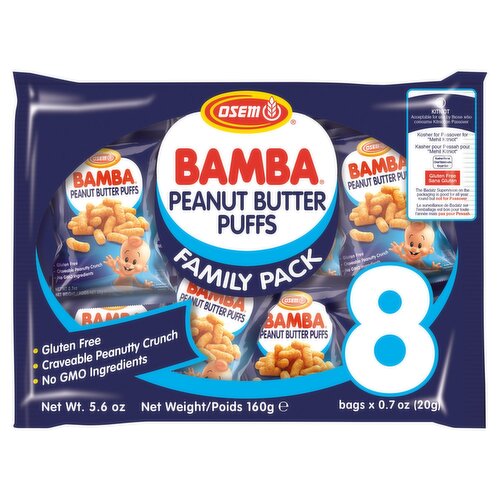 Osem Bamba Peanut Butter Puffs Family Pack, 0.7 oz, 8 count