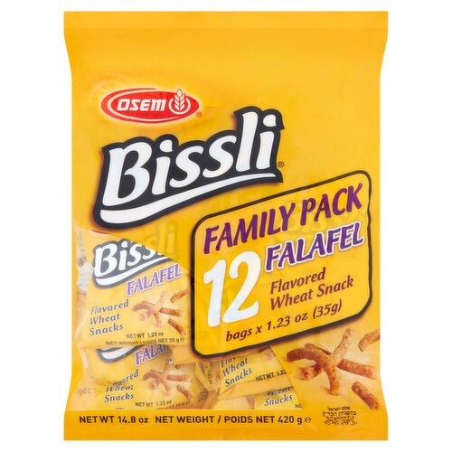 Osem Bissli Falafel Flavored Wheat Snack Family Pack, 1.23 oz, 12 count