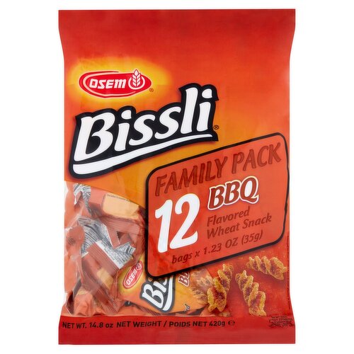 Osem Bissli BBQ Flavored Wheat Snack, Family Pack, 1.23 oz, 12 count