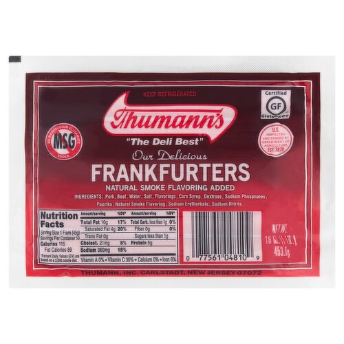 Thumann's Frankfurters, 16 oz