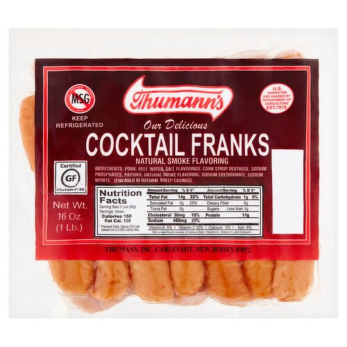 Thumann's Cocktail Franks, 16 oz