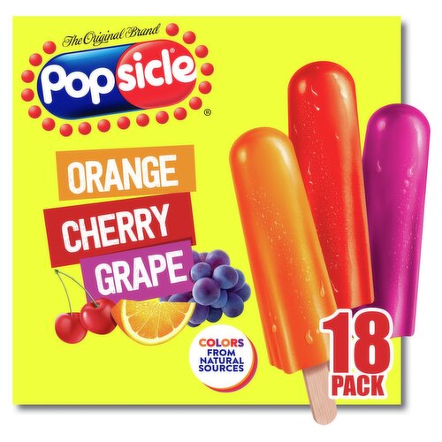 Popsicle Orange, Cherry and Grape Ice Pops, 18 count, 29.7 fl oz