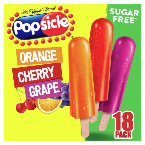 Popsicle Orange Cherry and Grape Ice Pops, 18 count, 29.7 fl oz