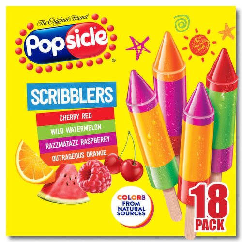 Popsicle Scribblers Ice Pops, 18 count, 21.6 fl oz