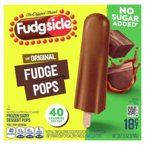 Fudgsicle The Original Fudge Frozen Dairy Dessert Pops, 18 count, 29.7 fl oz