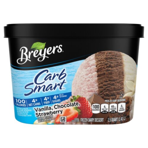 Breyers CarbSmart Vanilla, Chocolate, Strawberry Frozen Dairy Dessert, 1.5 quart