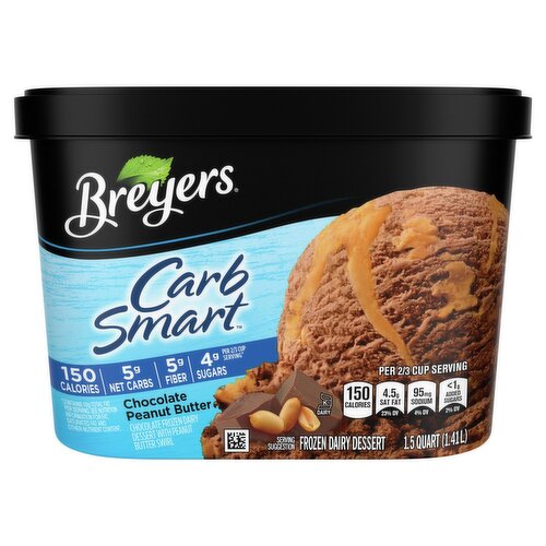 Breyers CarbSmart Chocolate Peanut Butter Frozen Dairy Dessert, 1.5 quart