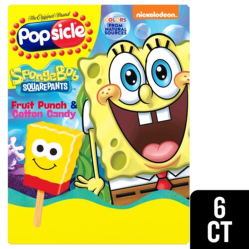 Nickelodeon Popsicle SpongeBob Squarepants Frozen Confection Bars, 6 count, 12.17 fl oz