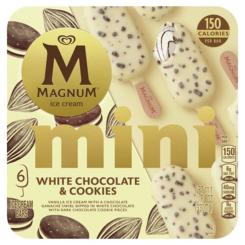 Magnum White Chocolate & Cookies Ice Cream Bars, 6 count, 11.1 fl oz