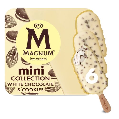 Magnum Mini White Chocolate & Cookies Ice Cream Bars, 6 count, 11.16 fl oz
