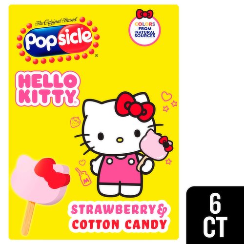 Popsicle Hello Kitty Strawberry & Cotton Candy Frozen Confection Bars, 6 count, 12.17 fl oz