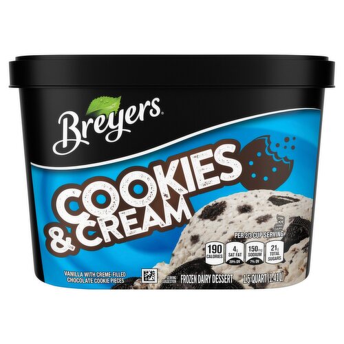 Breyers Cookies & Cream Frozen Dairy Dessert, 1.5 quart