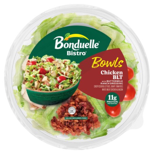 Bonduelle Bistro Chicken BLT with Buttermilk Ranch Dressing Bowls, 6.1 oz