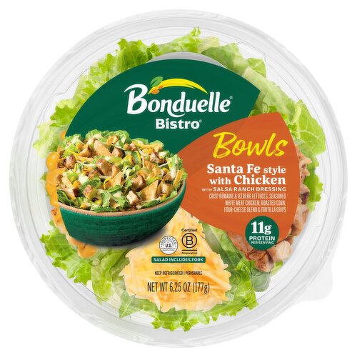 Bonduelle Bistro Santa Fe Style with Chicken Salsa Ranch Dressing Salad Bowls, 6.25 oz