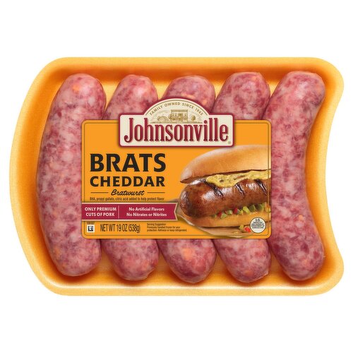 Johnsonville Brats Cheddar Bratwurst, 19 oz