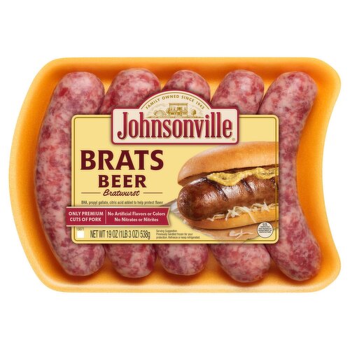 Johnsonville Brats Beer Bratwurst, 19 oz, 5 count