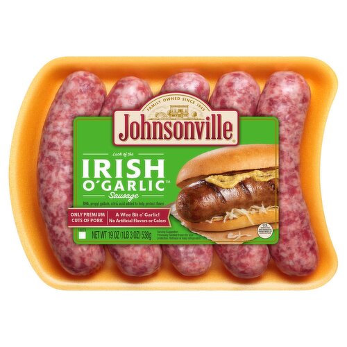 Johnsonville Luck of the Irish O'Garlic Sausage, 5 count, 19 oz