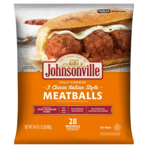 Johnsonville 3 Cheese Italian Style Meatballs, 28 Count, 24 oz