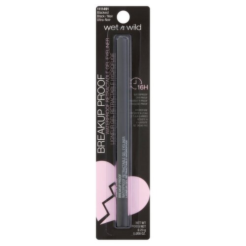 Wet n Wild 1111491 Blackest Black Waterproof Retractable Gel Eyeliner, 0.008 oz
