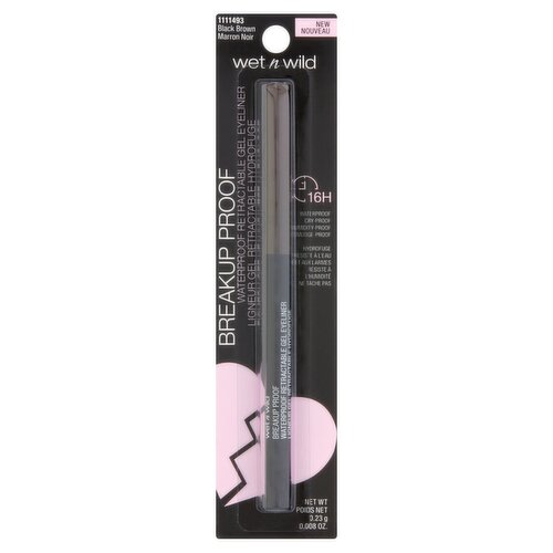 Wet n Wild Breakup Proof Black Brown 1111493 Waterproof Retractable Gel Eyeliner, 0.008 oz