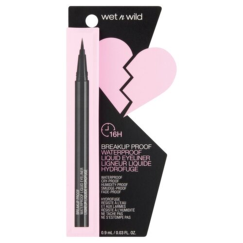 Wet n Wild Breakup Proof Ultra Black 1111509 Waterproof Liquid Eyeliner, 0.03 fl oz