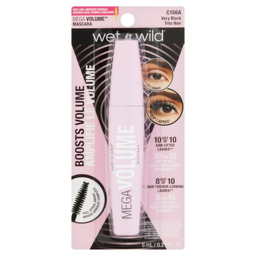 Wet n Wild Mega Volume C156A Very Black Mascara, 0.21 fl oz