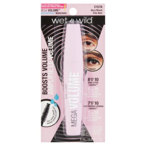 Wet n Wild Mega Volume C157A Very Black Waterproof Mascara, 0.21 fl oz