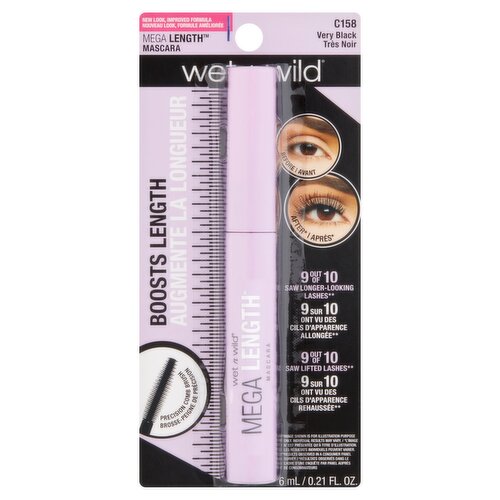 Wet n Wild Mega Length C158 Very Black Mascara, 0.21 fl oz