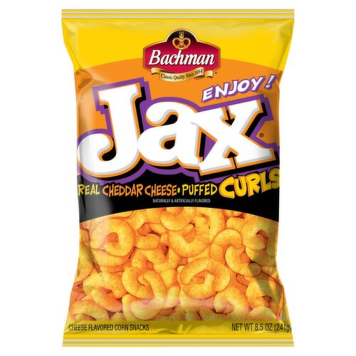 Bachman Jax Puffed Curls Cheese Flavored Corn Snacks, 8.5 oz