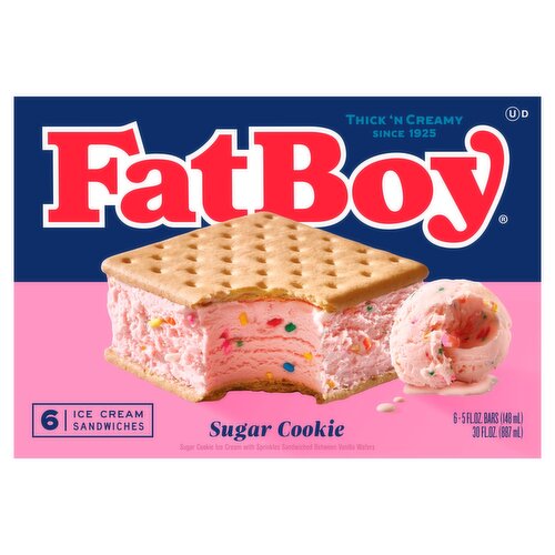 FatBoy Sugar Cookie Ice Cream Sandwiches, 5 fl oz, 6 count