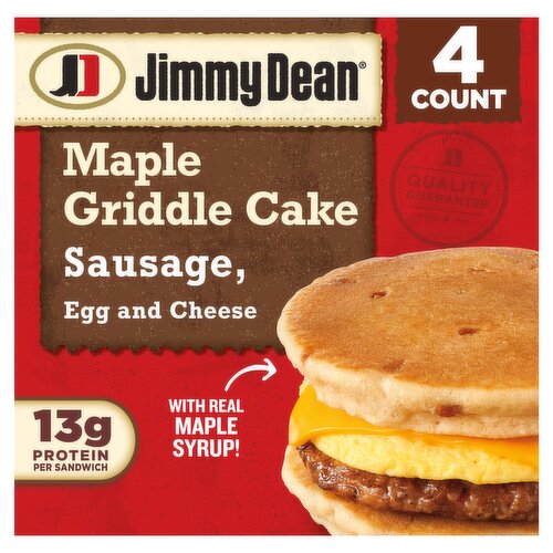 Jimmy Dean Sausage, Egg & Cheese Maple Griddle Cake Sandwiches, 4 count, 18.8 oz